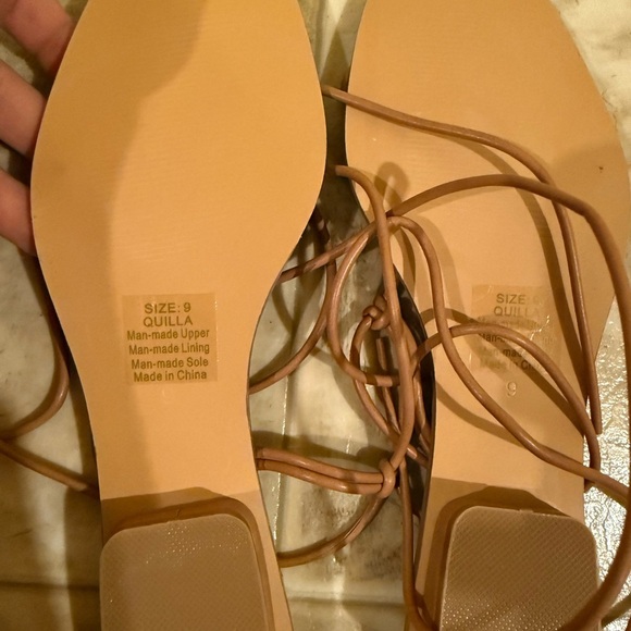Elegant Tan Women's Lace-Up Sandals - Picture 2 of 2
